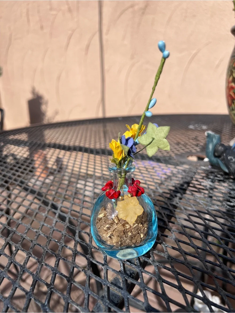 Glass Vase with Decorative Flowers